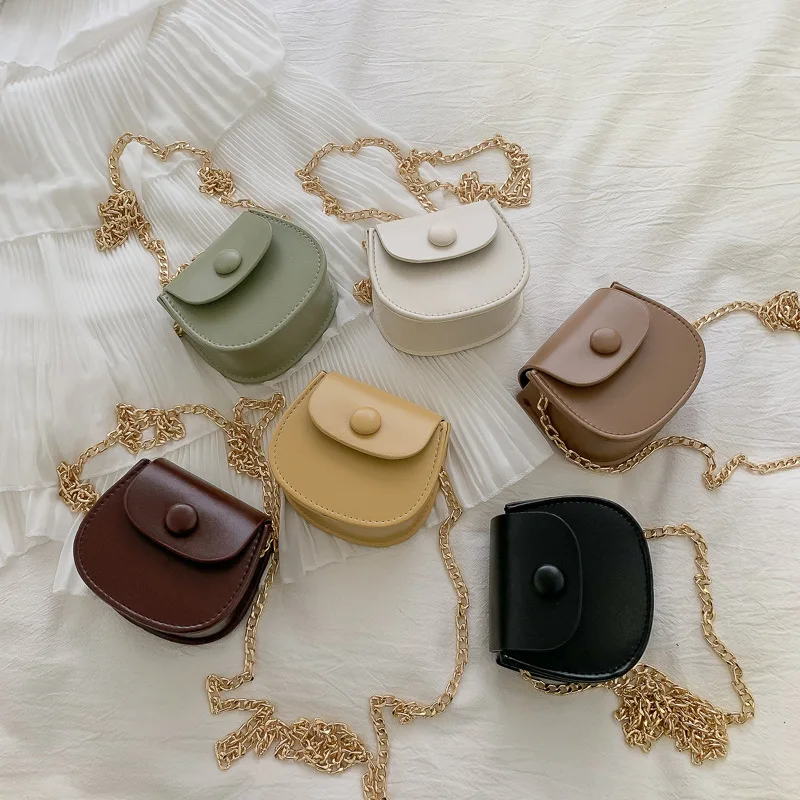 Fashion Chains Shoulder Bag Women Mini Handbags Children Coin Purse PU Leather Kids Shoulder Bag Princess Girls Crossbody Bags