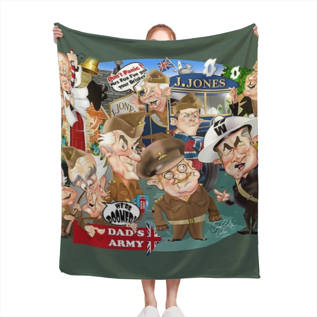 

Dads Army Collective Blanket Flange Textile Decor Portable Super Soft Throw Blankets for Home Office Plush Thin Quilt