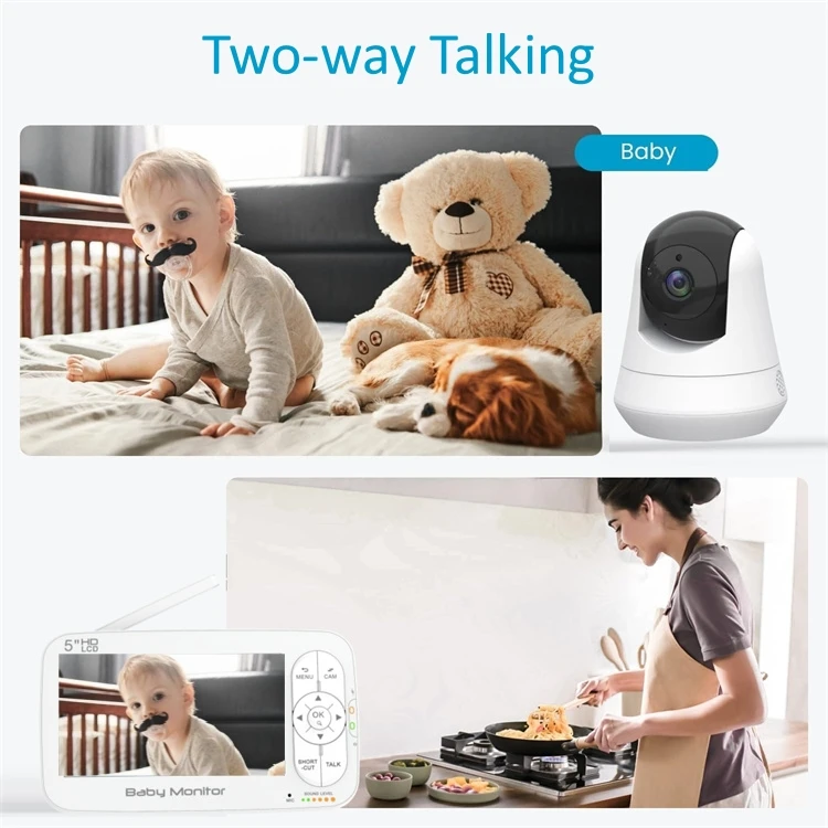 1000ft Range 5000mAh Battery Crying Detection VOX Mode Babyphone HD 720P 1080P Wireless Video Baby Monitor with Camera