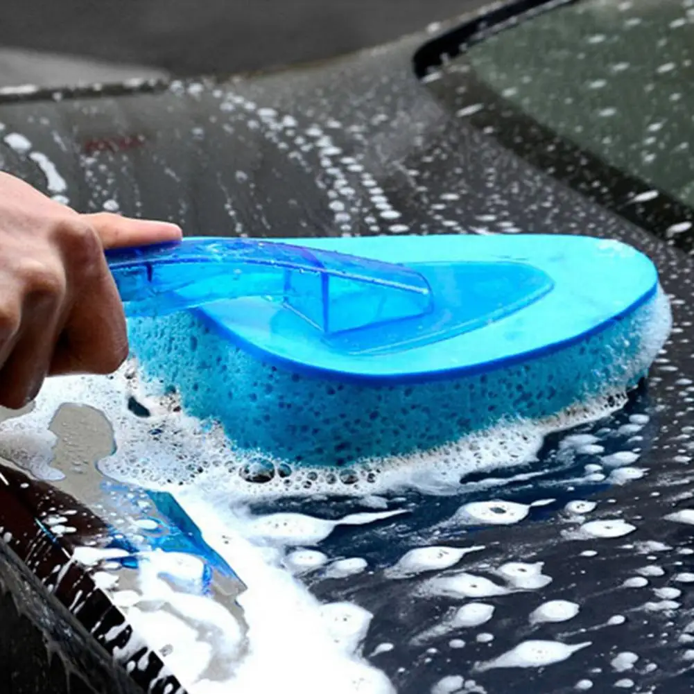 Car Sponge Brush High-efficiency Strong Water Absorption Car Wash Tool Multi-purpose Blue Window Door Cleaning Tool for Vehicle