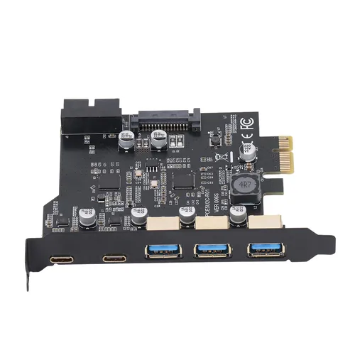 Imagen 2 del producto Tarjeta PCIe a USB 3,2 Gen 1 5Gbps 3 USB tipo A 2 USB tipo C tarjeta de expansión PCI Express de 5 puertos para Windows Linux OS X PC de escritorio