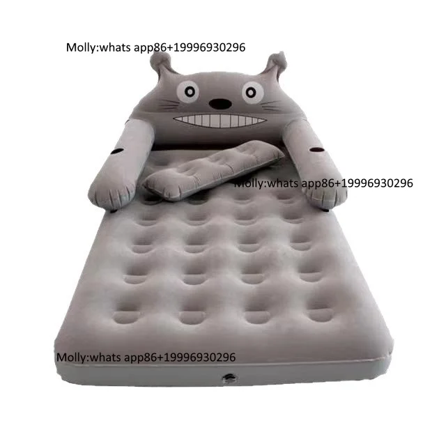Cross-border Outdoor Camping Cartoon air Mattress Inflatable Home Furniture Single-person Elevated Mattress Flocked Top 200cm