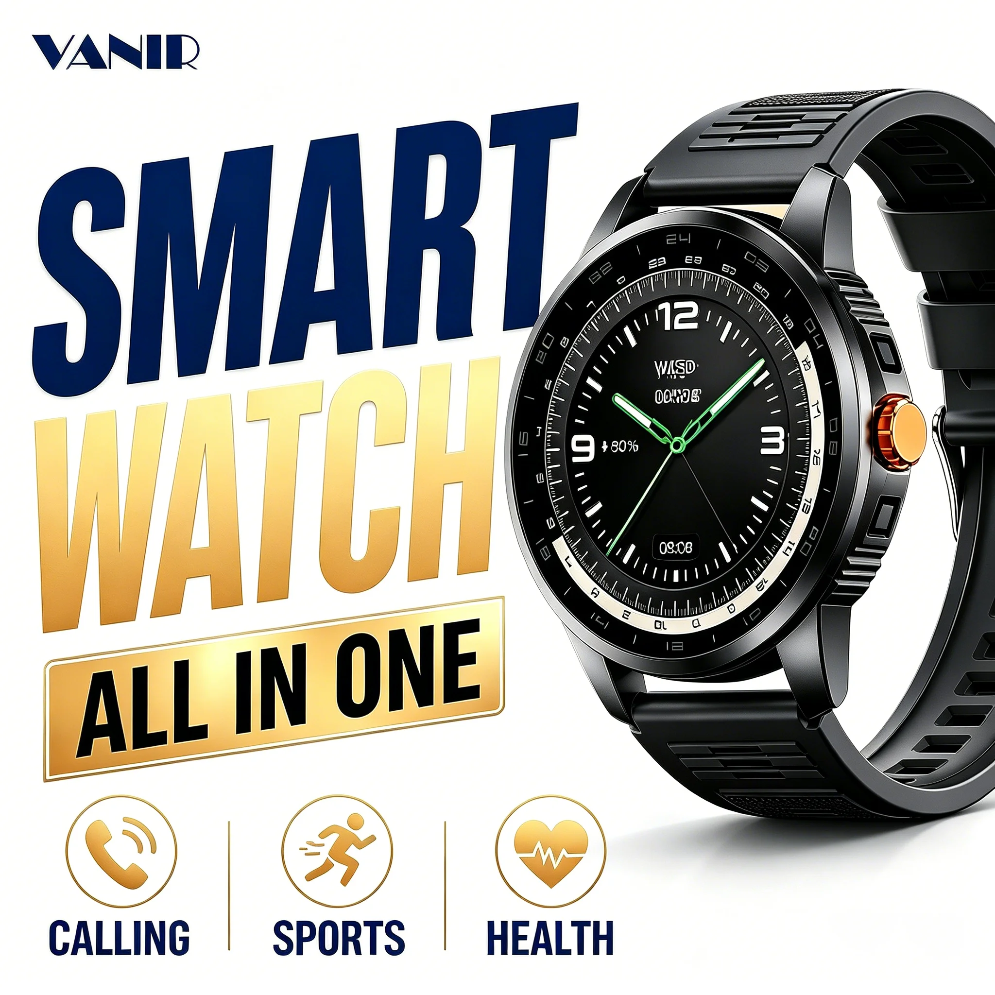 Smartwatch Faces - VANIR 스마트워치 1.52인치 HD, 블루투스 통화,