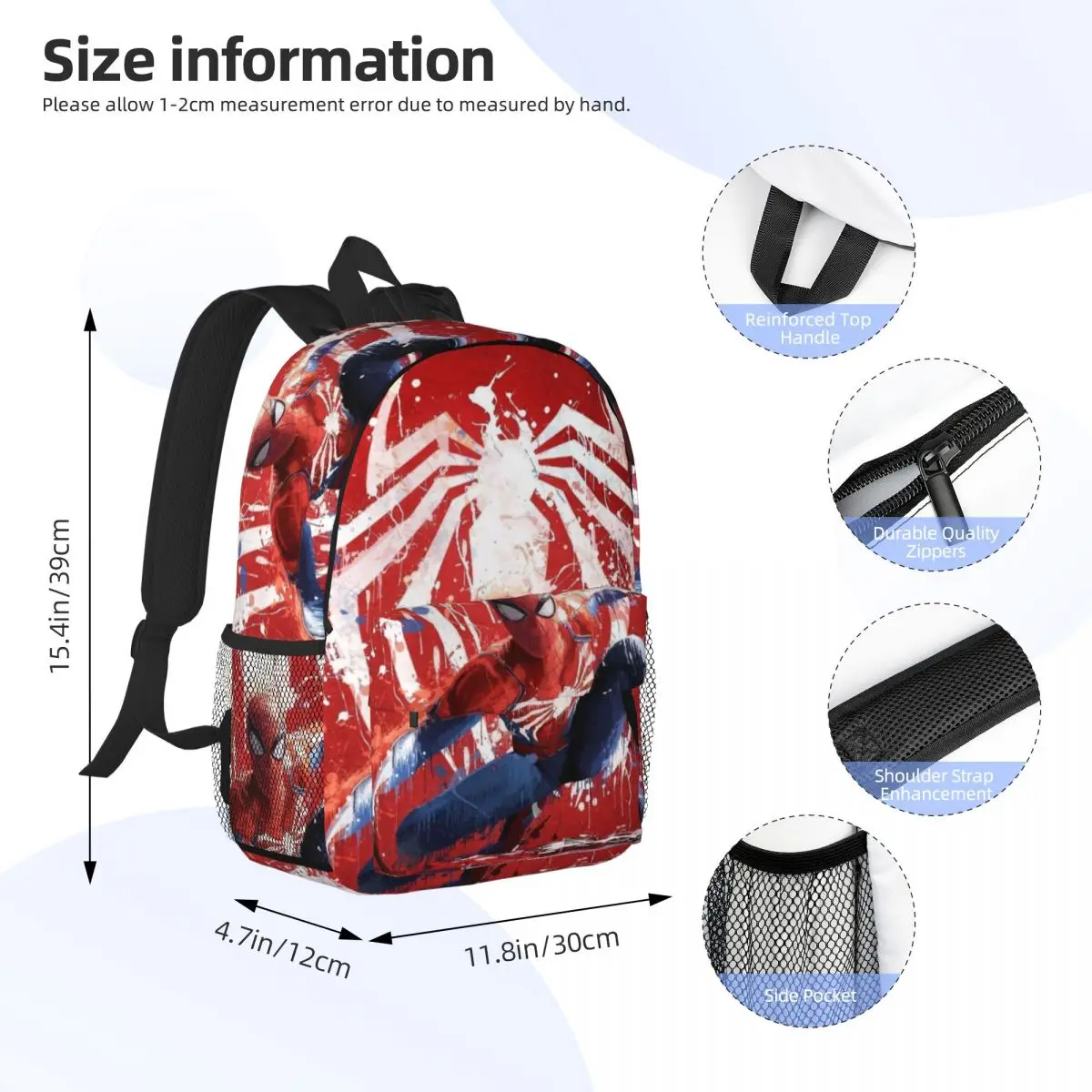 Spider Man Leichter 15-Zoll-Rucksack – vielseitige und stilvolle Tasche für Schule, Reisen und den täglichen Gebrauch