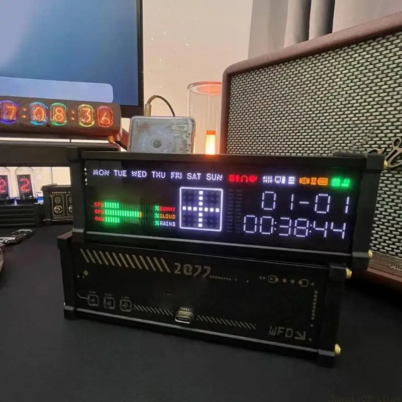 Classical Electronic Fluorescent Tube Clock With Metal Plastic Construction And Clear LED Display