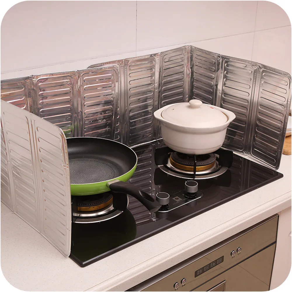 Kitchen Cooking Frying Oil Splash Screen Cover Cleaning Tool Stove Aluminum Foil Anti-Scalding Plate Protection Plate Removable