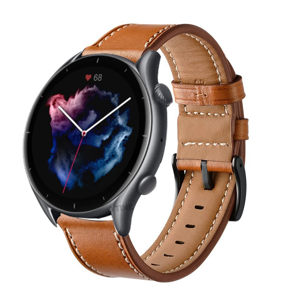 Opaska 20mm/22mm dla Amazfit GTS 4/2/2e/3/GTS2 Mini/GTR/4/3/Pro/GTR2/42mm/47mm stratos bransoletka do zegarka Amazfit bip 5 skórzany pasek