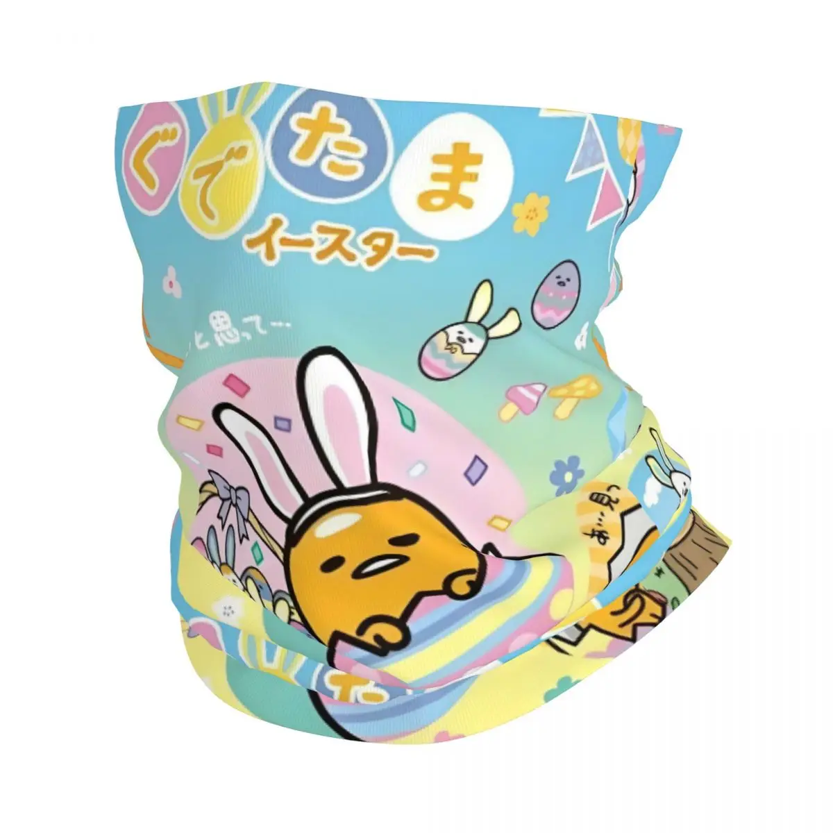 

Custom Cartoon Gudetama Anime Bandana Neck Gaiter Windproof Face Scarf Cover Women Men Headband Tube Balaclava