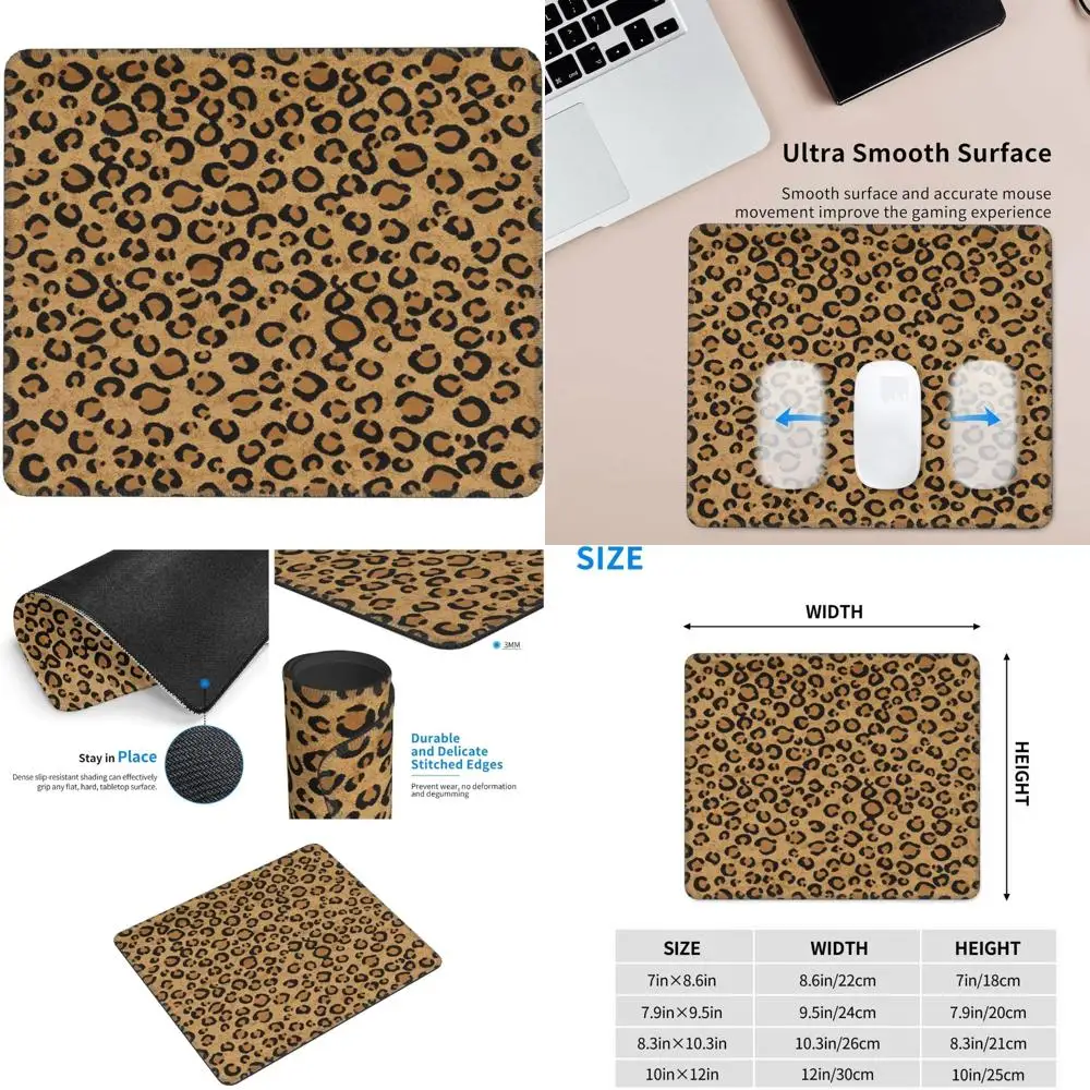 

Leopard Print Gaming Mouse Pad - 8.3 x 10.3 inches with Stitched Edge and Anti-Slip Rubber Base