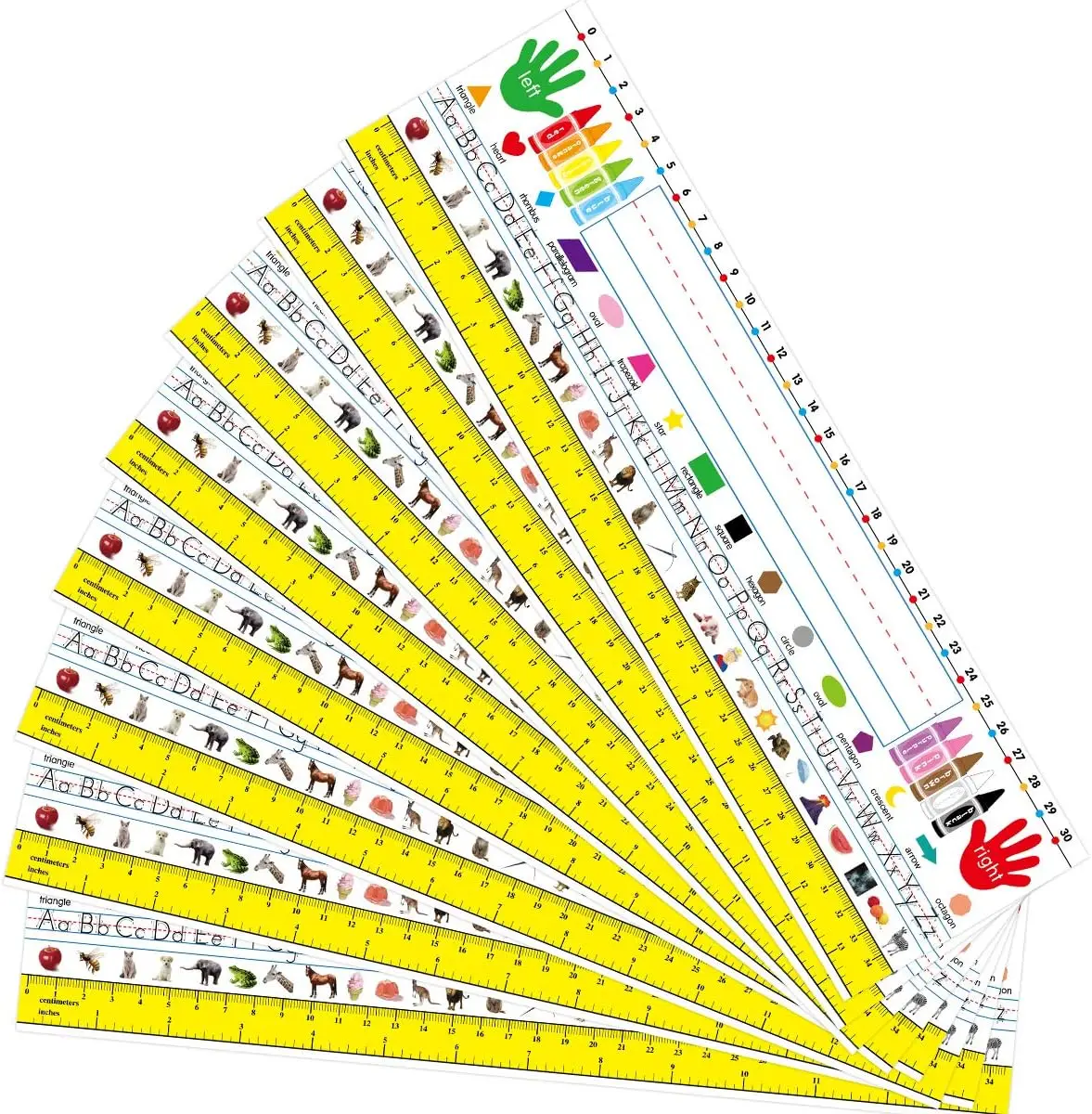 

Traditional Manuscript Nameplates for Classroom Desks, 36 Pack Self-Adhesive Desk Tags with Alphabet and Number Line