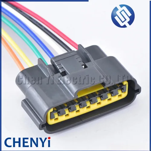 Cable eléctrico de carcasa de plástico hembra para Nissan, conector impermeable automotriz de 7 pines, 15cm, 18awg, 6098-0148, 1 Juego