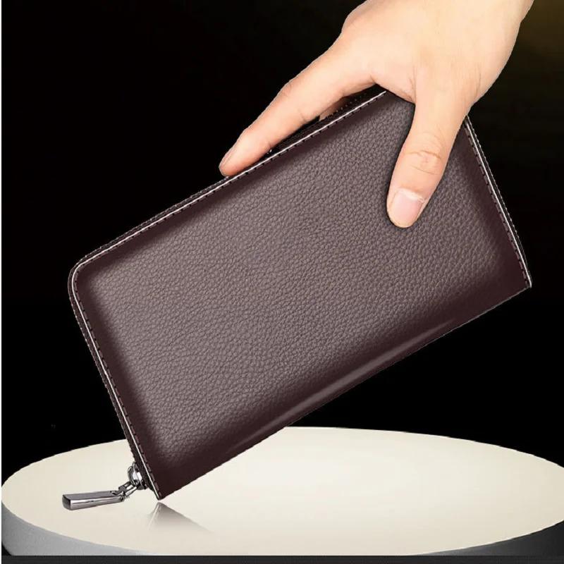 Men's PU Zipper Handbag Large Capacity Long Wallet Clutch Bag Multi-Card Holder Coin Purse Luxury Design bag