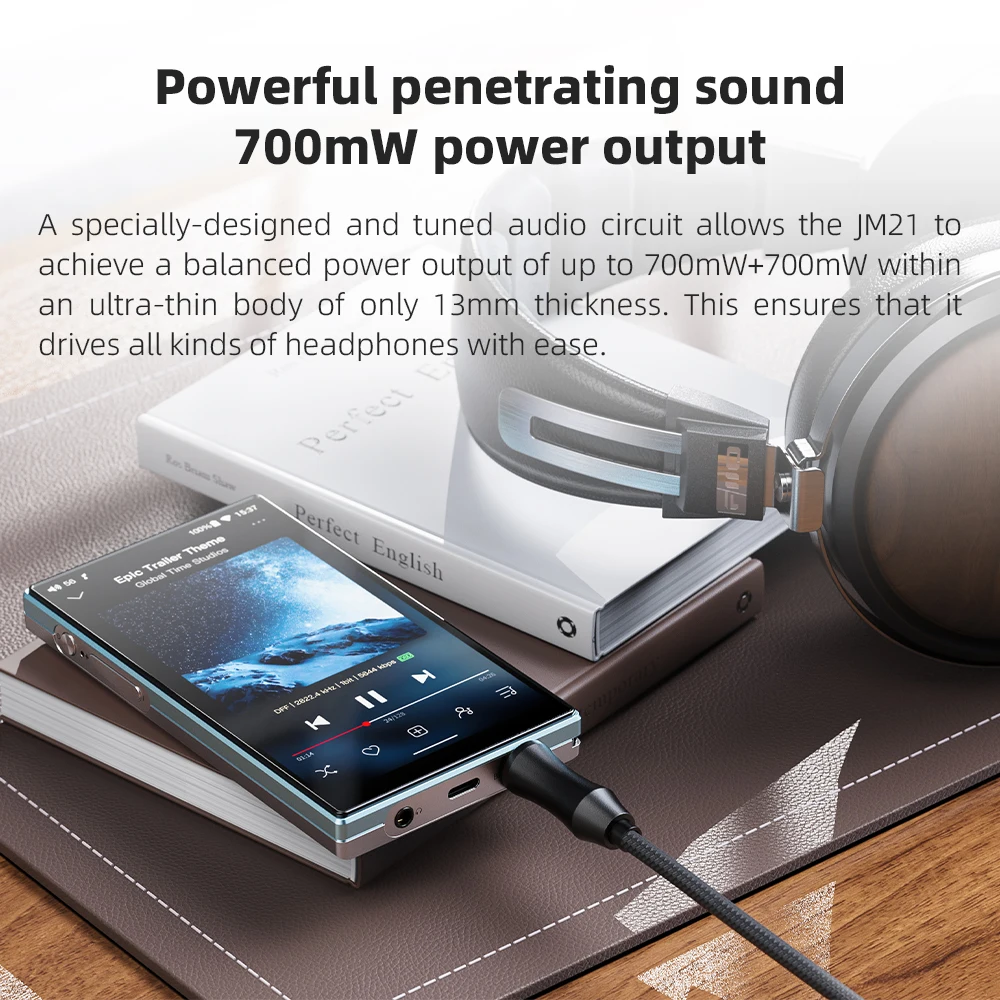 Fiio JM21 HIFI MP3 Portable Lossless Android Music Play Blue Android13 DAC Support SPDIF/USB Expansion Output 12.5H Playtime