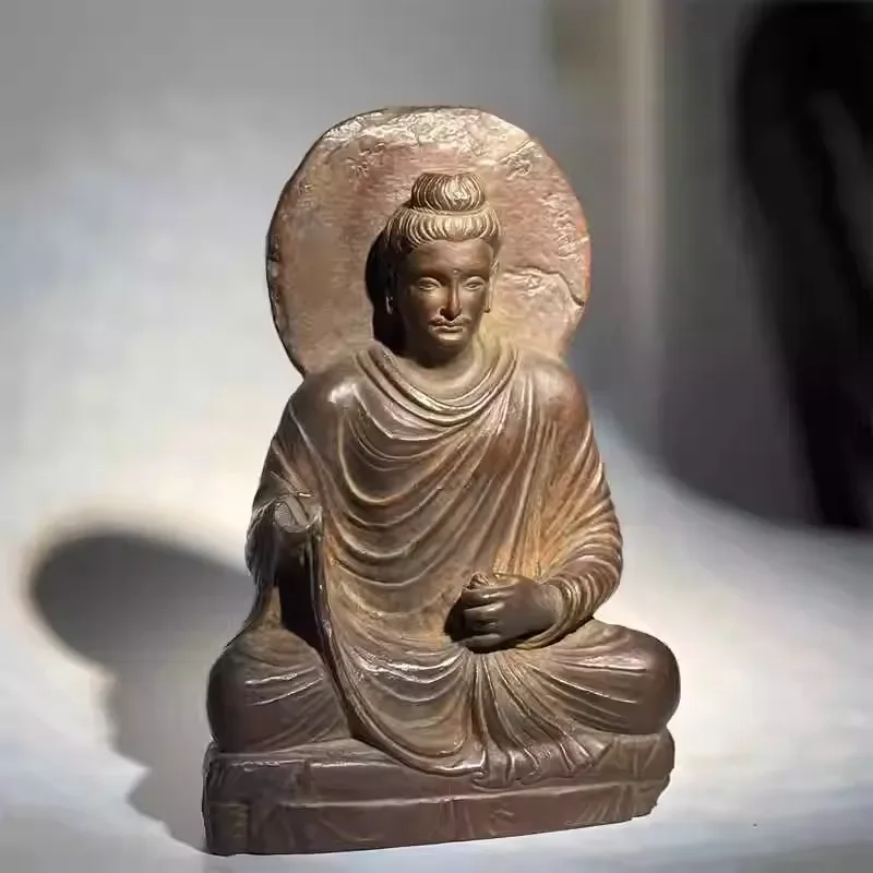 Gandhara Art Buddha Statue Exquisite Classical Retro Buddha Sitting Statue Ornament Home Art Figurine Decoration Room Decor