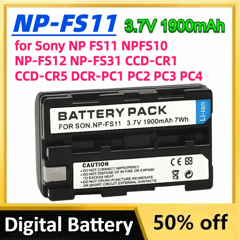 

For Sony NP-FS11 Digital Battery 3.7V 1900mAh for Sony NP FS11 NPFS10 NP-FS12 NP-FS31 CCD-CR1 CCD-CR5 DCR-PC1 PC2 PC3 PC4 PC5