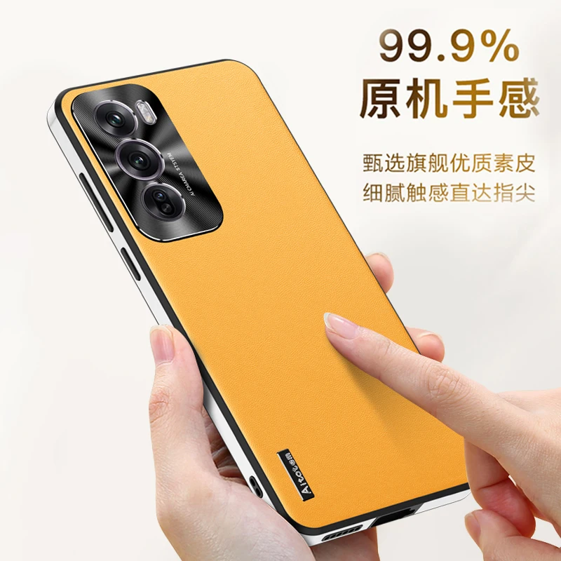 Case For OPPO Reno12 Pro/11 Pro Camera Protection Frosted Plain Leather Phone Cover For OPPO Reno12Pro/11Pro Shockproof Bumper