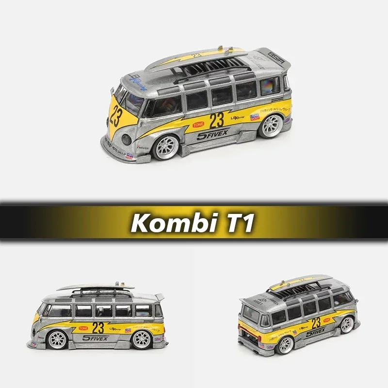 

LMLF In Stock 1:64 Kombi T1 Yellow Flash 23# Raw Silver Chase Diecast Diorama Car Model Collection Miniature Toys