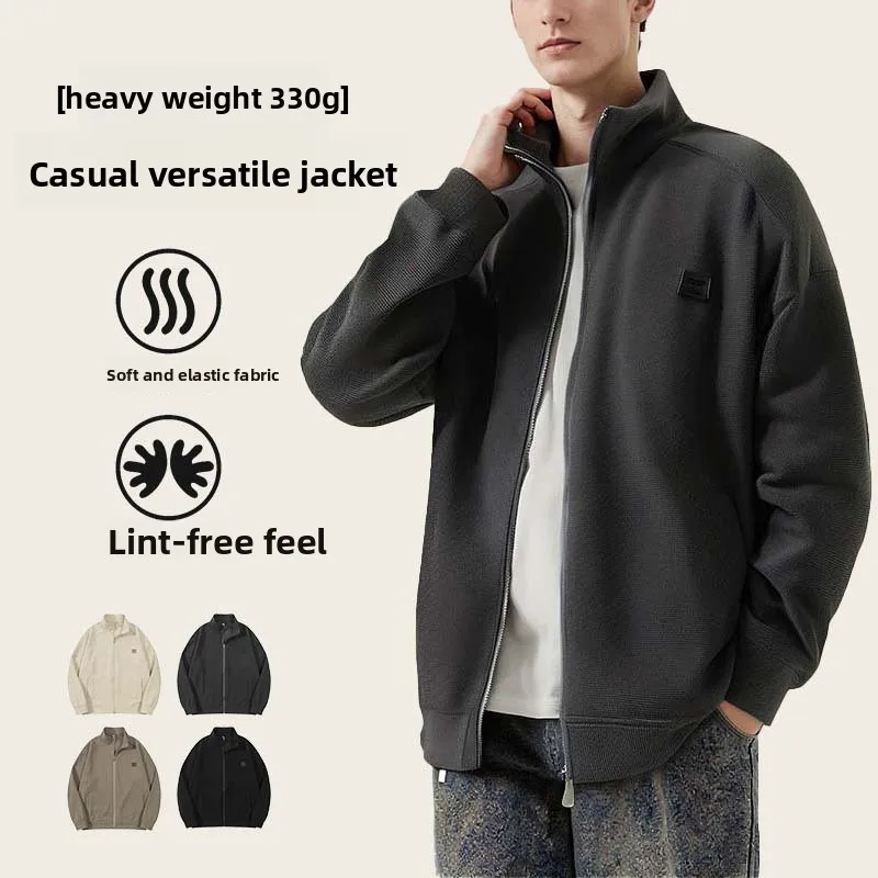 【Mirrordust】Sweater330Ke Knitted Stand Collar Coat Men's Japanese Style Mild Luxury Casual Sports Zipper Cardigan Jacket Sweater