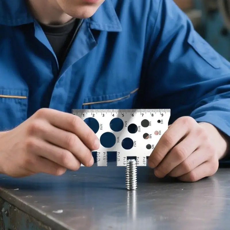 Bolt Thread Checker สกรูวัดไม้บรรทัด Anti-SLIP แบบพกพาวัดเครื่องมือวัดสําหรับ NUT Bolt Bit Thread อุตสาหกรรม Crafting