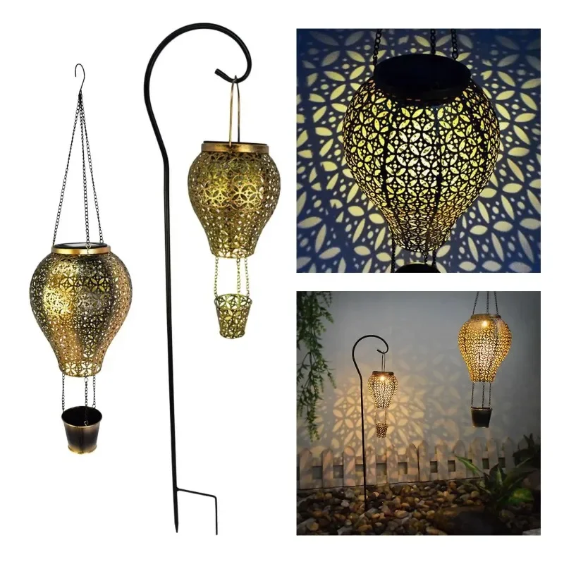 LED Hot Air Balloon Lantern Solar Garden Light Decor Outdoor Landscape Lamp