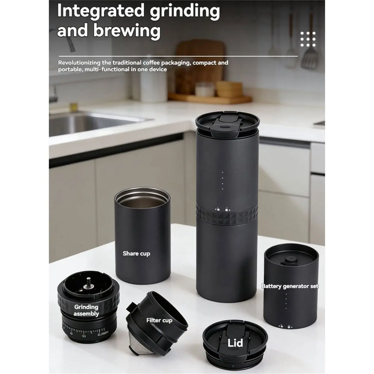 Coffee Grinder Portable Espresso Grinder with Stainless Steel Conical Mill with Adjustable Grind Settings for Travel B