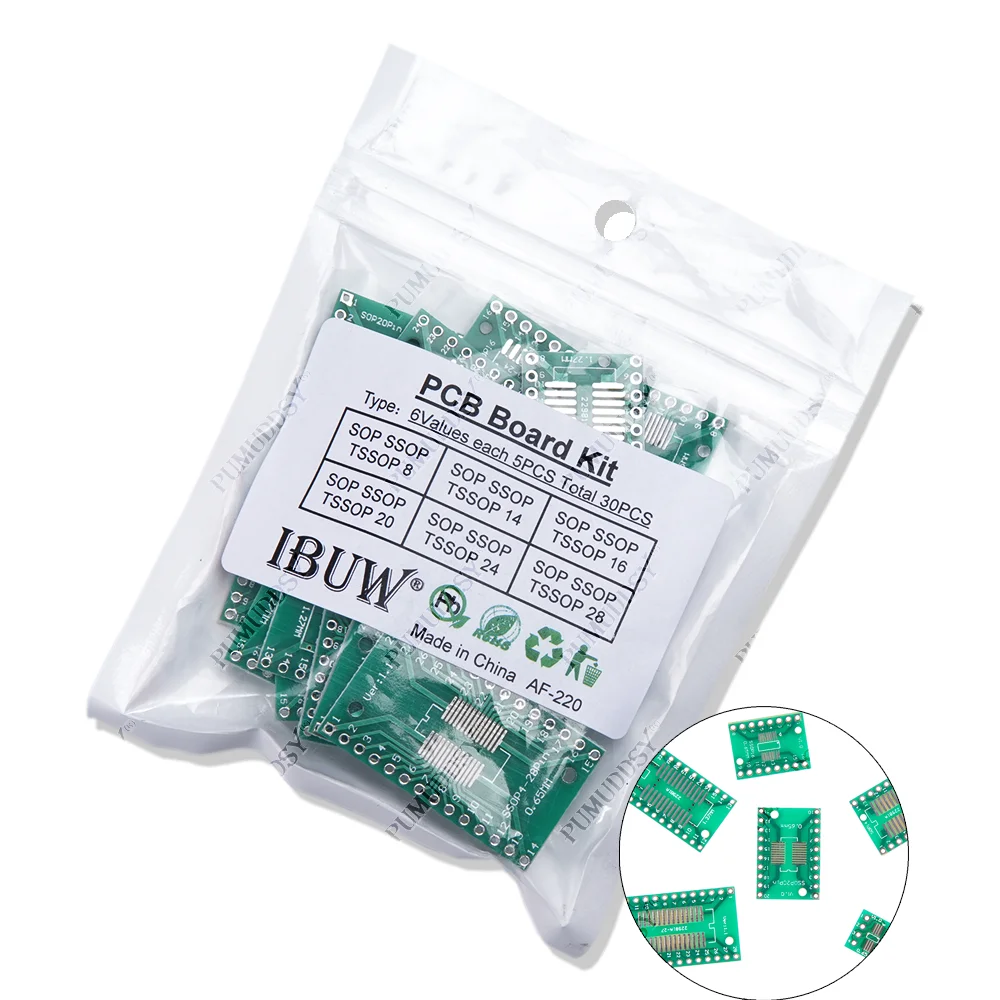 30 SZTUK Płytka PCB Zestaw SOP24 SOP8 SOP14 SOP16 SOP20 SOP28 SMD Turn To DIP Adapter Converter Plate SOP 8 14 16 20 24 28