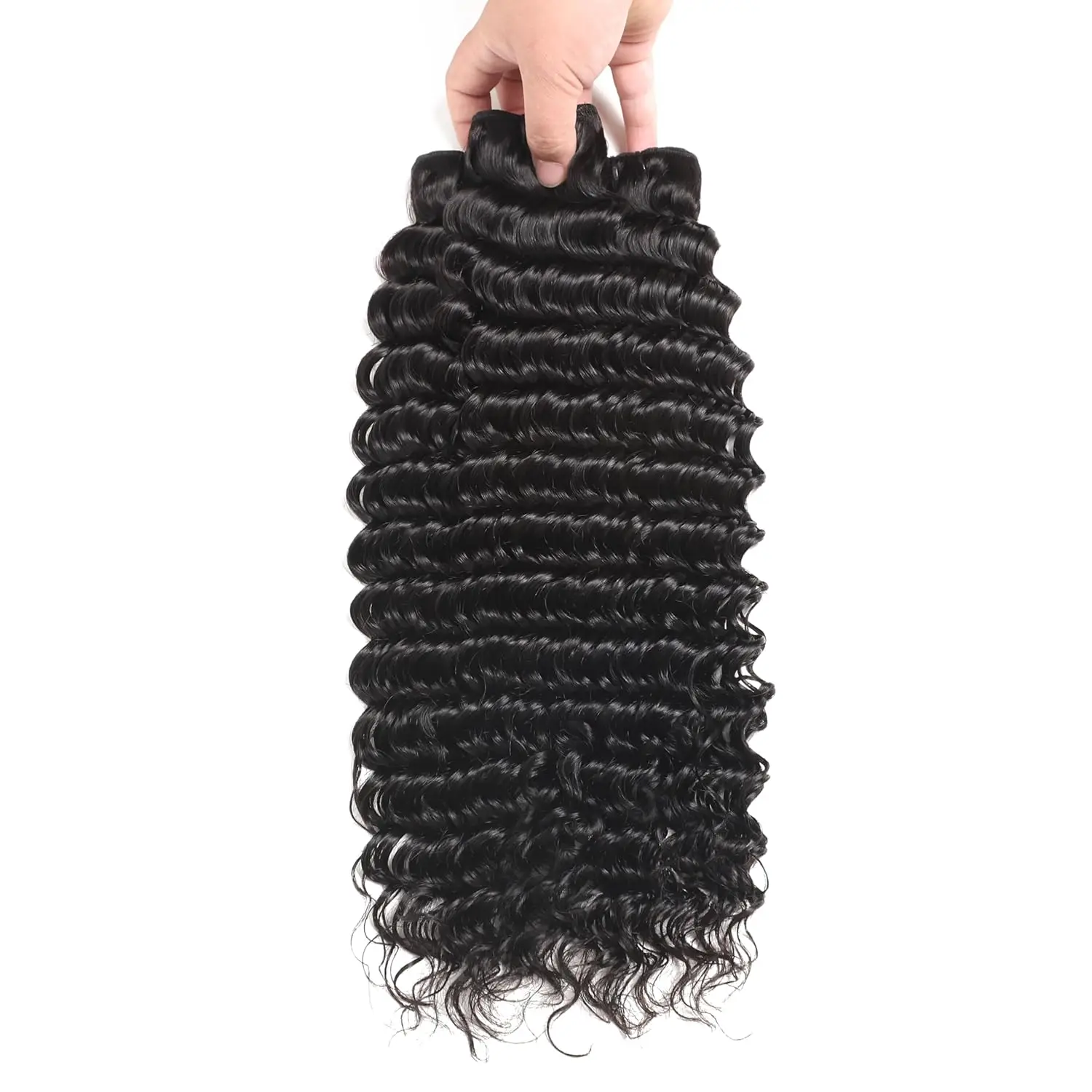 12A Deep Wave Bundles Human Hair 16 18 20 Inchs Human Hair Bundles 100% Unprocessed Brazilian Curly Human hair