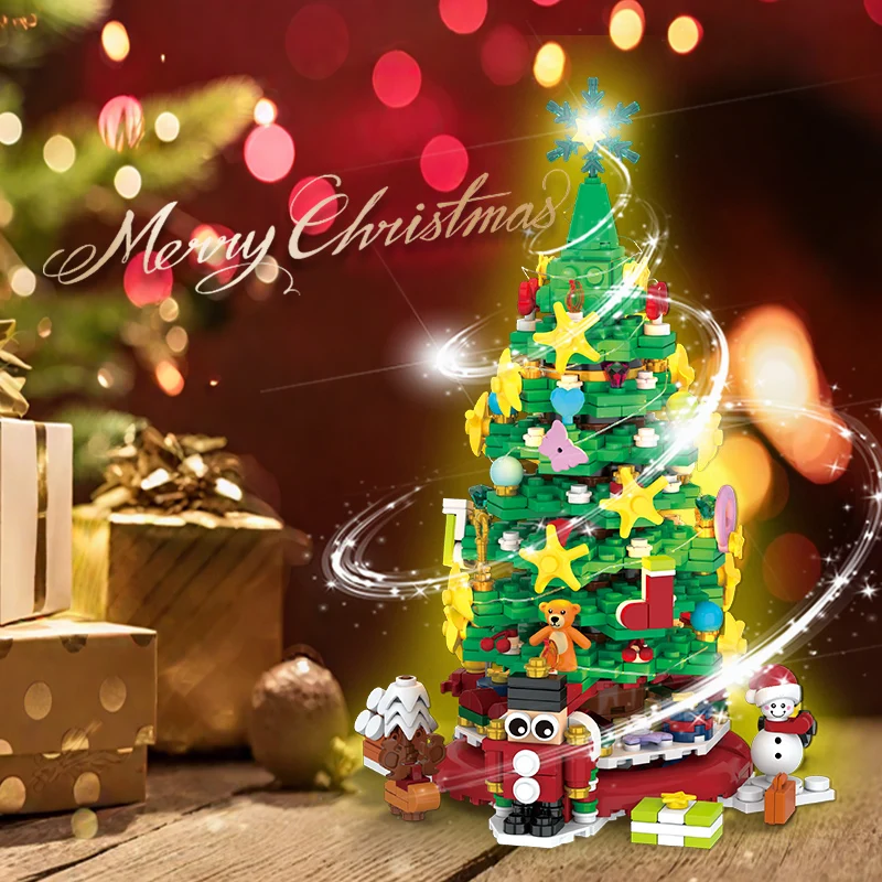 

MOC классический зимний календарь на рождественскую елку, набор строительных блоков, светильник, подвеска, фестиваль снеговика, игрушки, детские праздничные рождественские подарки
