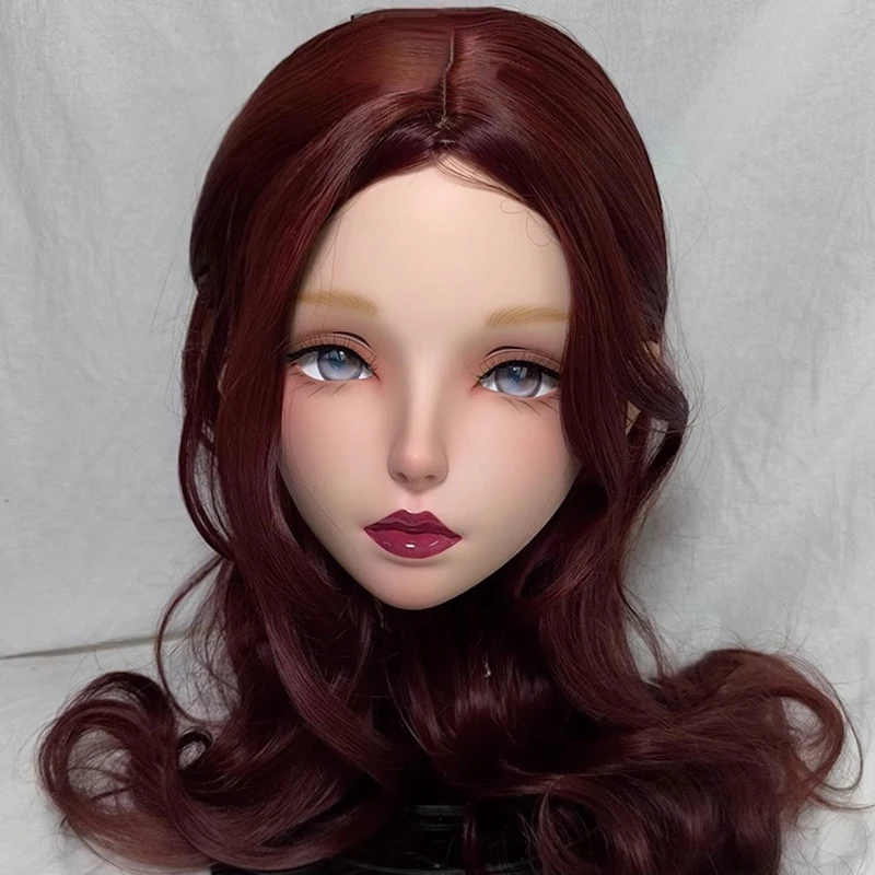 Customize Half Head Sweet Girl Resin Japanese Cartoon Anime Female Cosplay OR Kigurumi Doll Mask Drag Queen Prop Mask