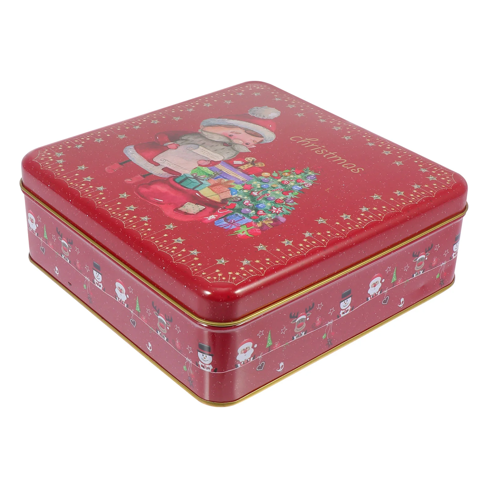 

Square Tin Box Christmas Decoration Gift Holder Romantic Candy Case Ornament Storage Container Cookie Containers for Giving