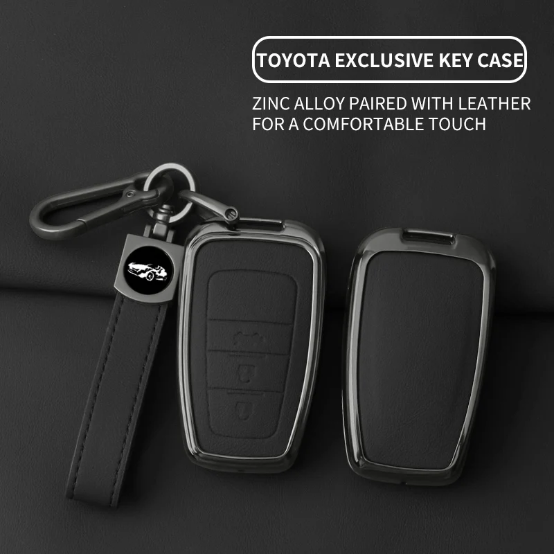 سبائك الزنك الجلود حافظة مفاتيح السيارة لتويوتا CHR كامري كورولا RAV4 هايلاندر C-HR بريوس لاند كروزر برادو المفاتيح الملحقات #5