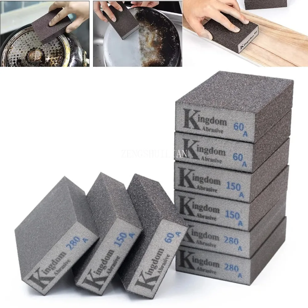 

10pcs:Sponge Removing Rust Carborundum Eraser Cleaning Brush Descaling Clean Rub Cooktop Pot Kitchen Sponge Tools 100x70x26mm