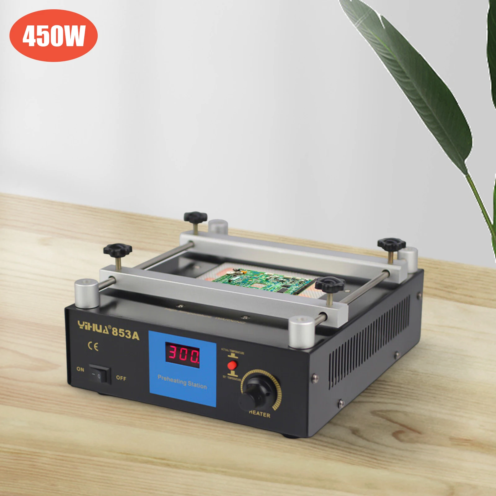 450W 853A Digitale Vorheizlötstation Heißluftpistole Vorheizstation Infrarot BGA Rework Keramikheizung Schweißgeräte Arbeitsplatz