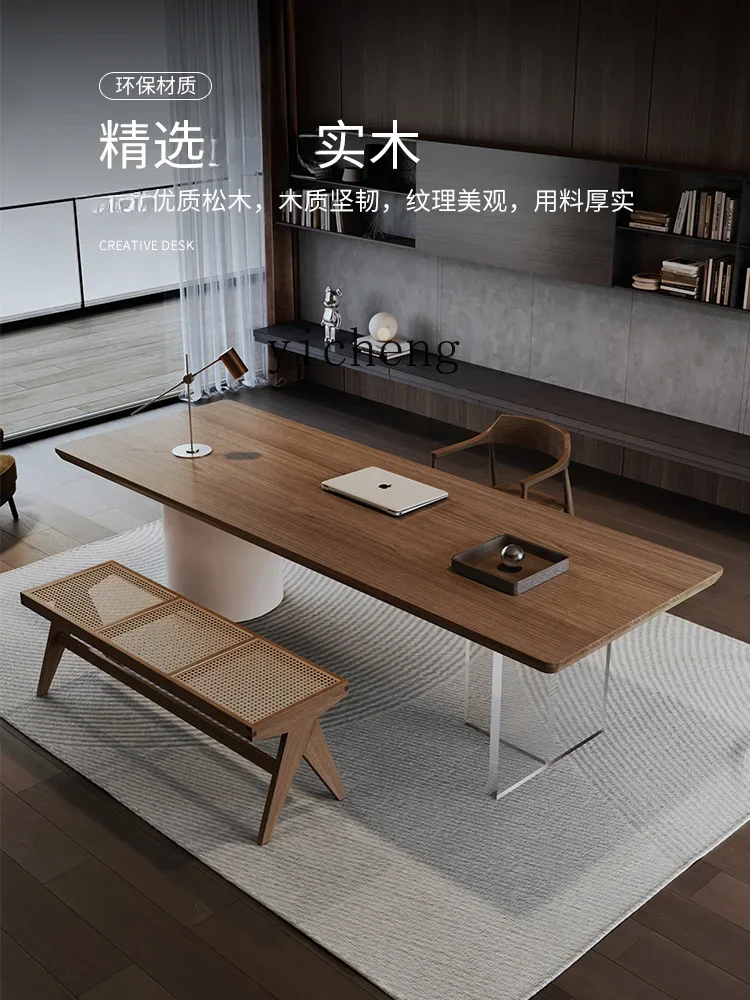 Solid Wood Living Room Large Long Desk Home Study Computer Desk Creative Large Board Table Workbench