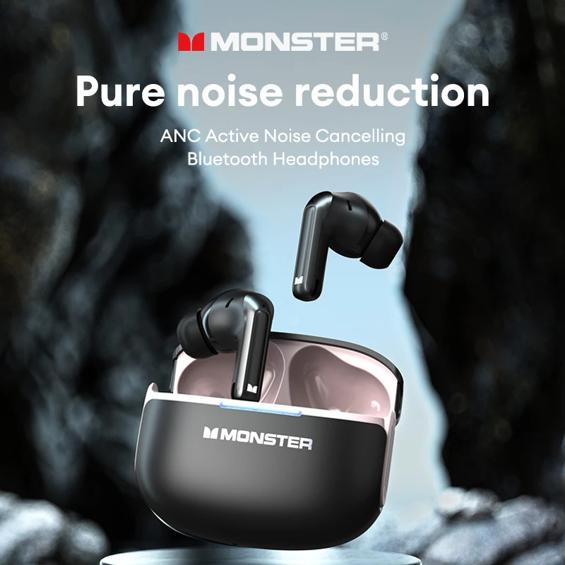 Monster D02 سماعة لاسلكية تعمل بالبلوتوث 6.0 سماعات أذن لعبة الموسيقى وضع مزدوج HD صوت TWS سماعات 28H وقت اللعب AI إلغاء الضوضاء سماعة