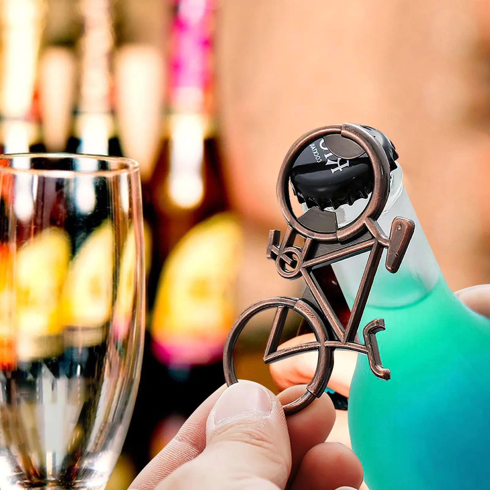 Retro Imitation Copper Bottle Opener Funny Bicycle-shape Bottle Opener Bar Beer Wine Bottle Opener Holiday Gift Kitchen Supplies
