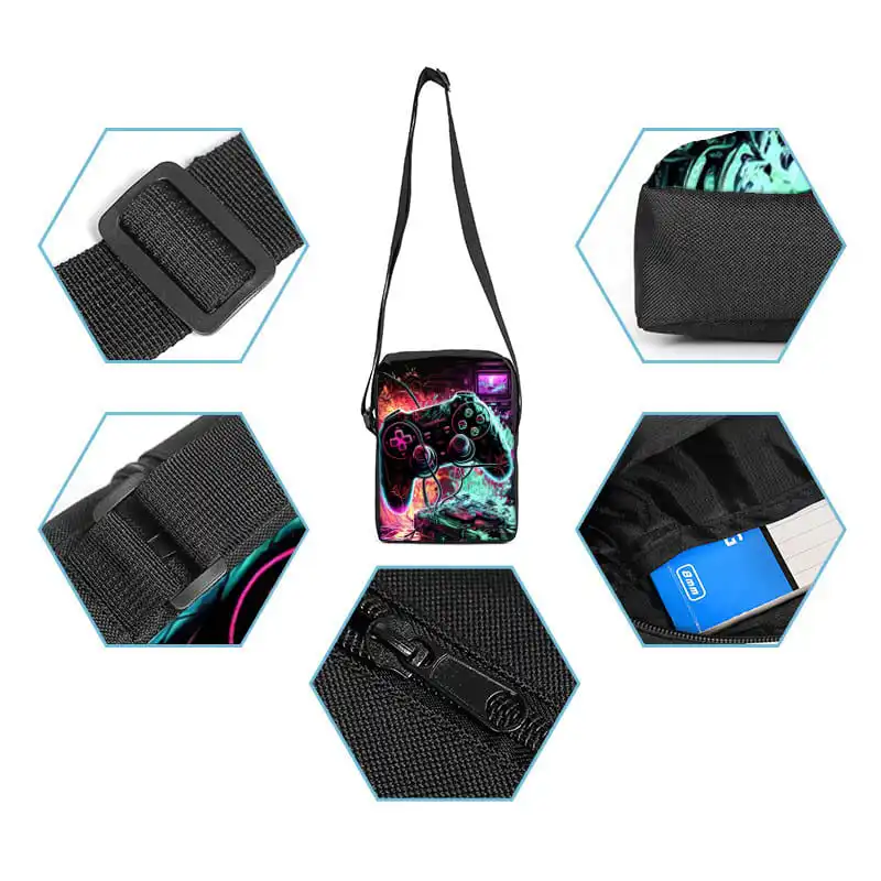 حقيبة ساعي يومية رائعة من جانب واحد للوحة الألعاب للأولاد والبنات، أفضل الهدايا، حقيبة كروس كاجوال ثلاثية الأبعاد كارتونية #3