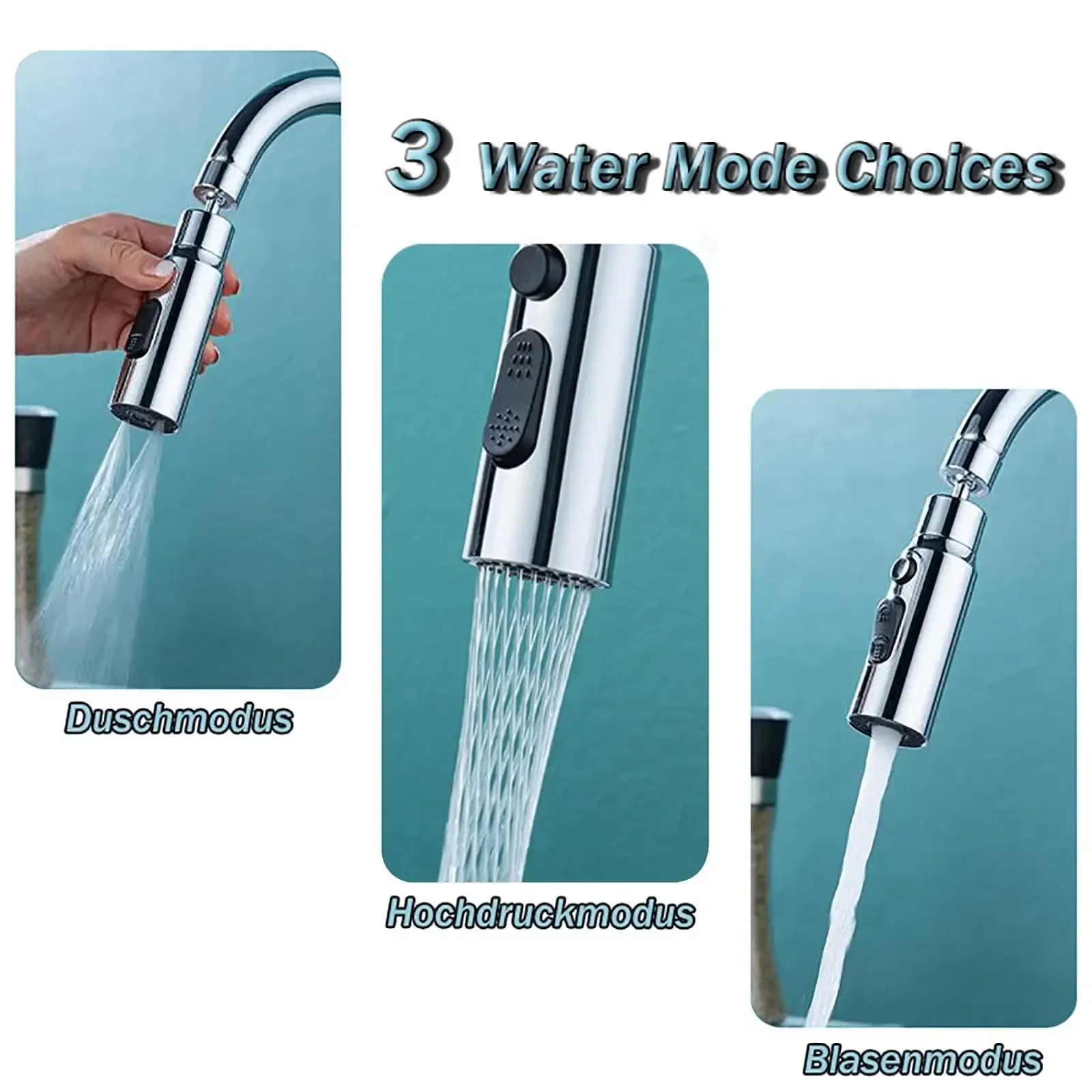 1pc Kitchen Faucet Aerator 3 Modes Faucet Extended Shower Spray Filter Home Extender Anti-Splash Tap Booster Shower Filter