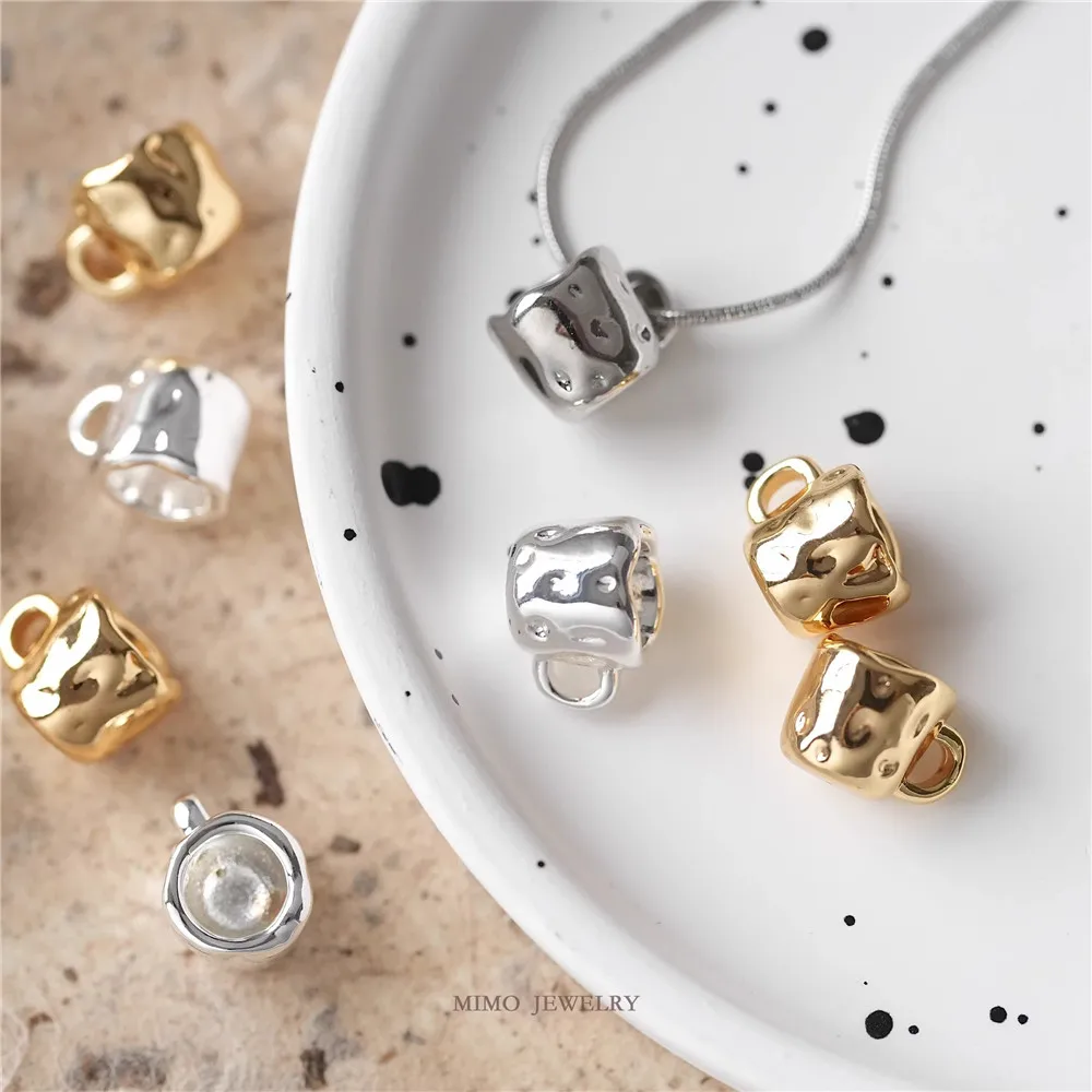 

1PCS 8.3x11.9mm Cute Copper-plated Real Gold Dainty Little Mug Pendant DIY Handcrafted Accessory