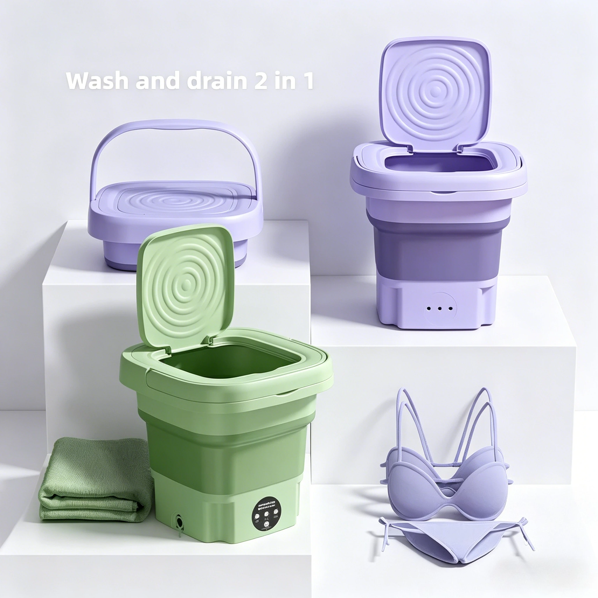 New Folding Portable Mini Washing Machine Travel Student Dorm Underwear Baby Small Laundry Washer