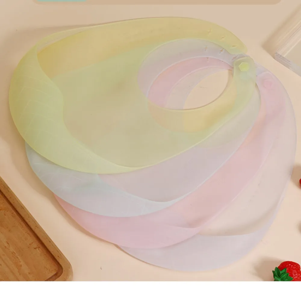 Baby food bib silicone ultra-thin bib babies food dust-proof waterproof rice pocket toddler saliva pocket saliva towel