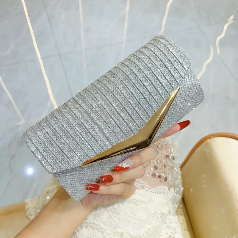 

Gold Silver Evening Bag Women Elegant Fashion Banquet Clutch Chain Shoulder Bags Luxury Purse Female Wedding Party Bags