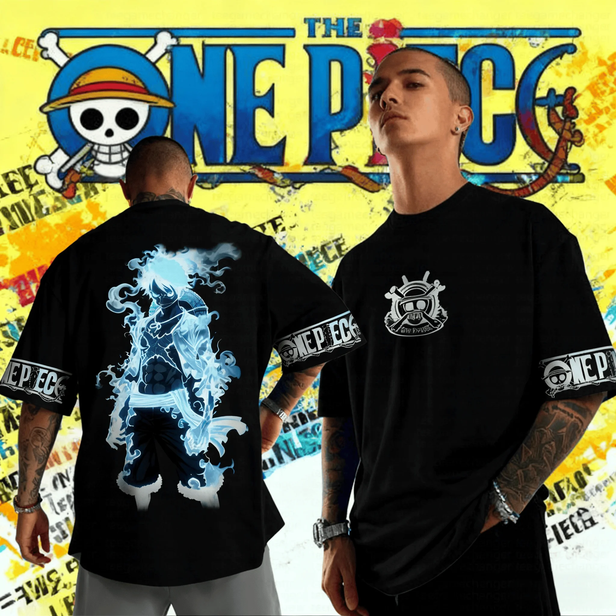 أنيمي قطعة واحدة أنيمي Munch D. لوفي نمط 2025 صيف جديد حار بيع الرجال المرأة عادية فضفاض الهيب هوب القطن الخالص تي شيرت