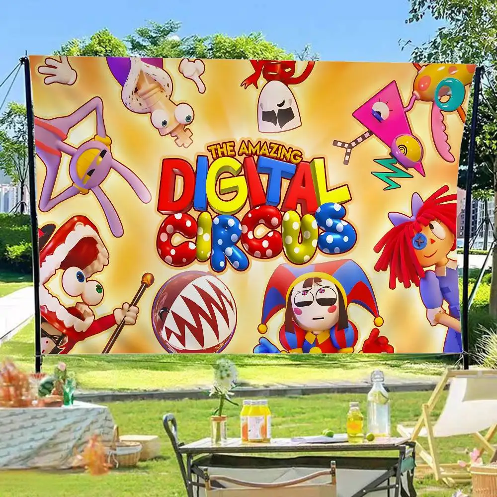 Popular Animated The A-Amazing D-Digital C-Circus Large Size Flags Printing Patterns Interesting Birthday Party Decorations
