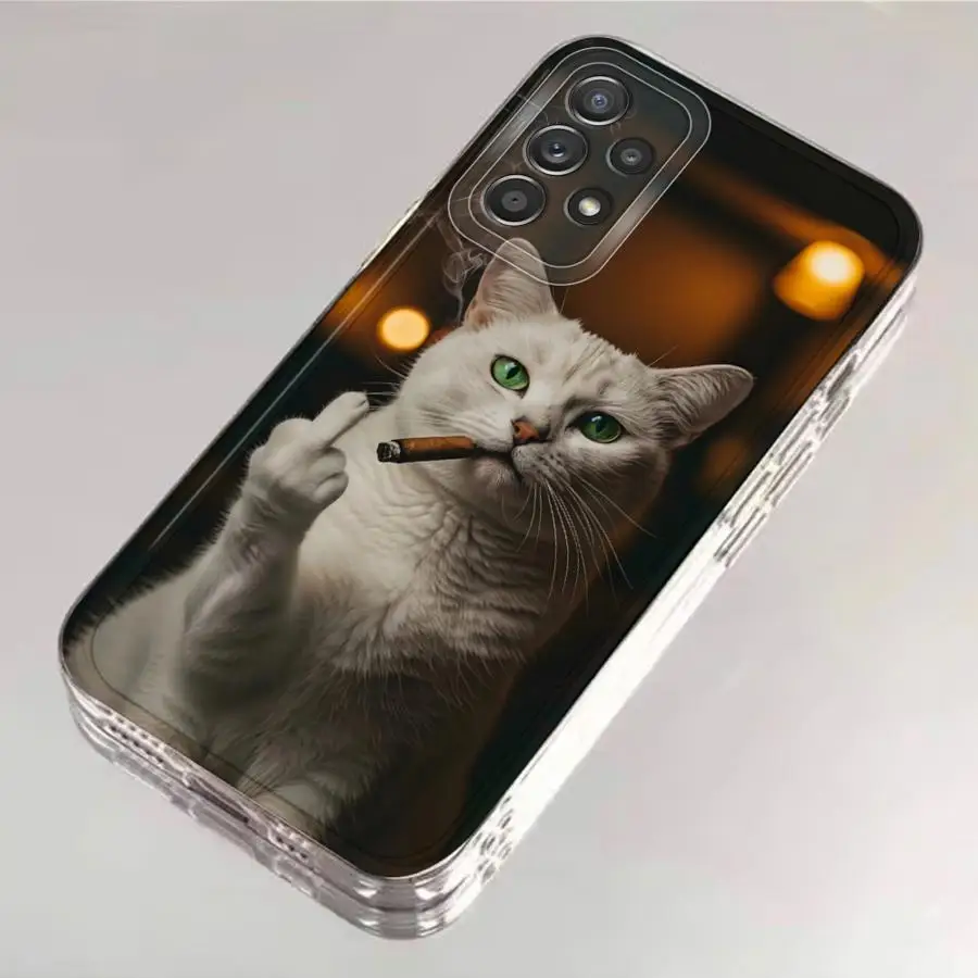 Cool Cat Phone Case for Samsung Galaxy A13 A16 A12 A22 A35 A25 A15 A14 Clear Soft A34 A72 A71 A73 A35