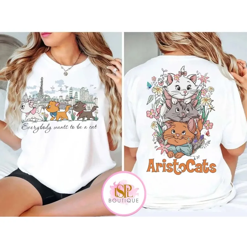 Camisa de los aristogatos de Disney, camisa de gatos de Marie Toulouse Berlioz, camisa de amante de los gatos, camisa de París de los gatos, camisa de viaje de Disneyland