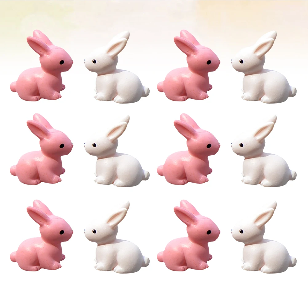 

12pcs Resin Rabbit nament Adorable Fashion Craft Mini Decoration for Home Party Micro L Kids Party Decor