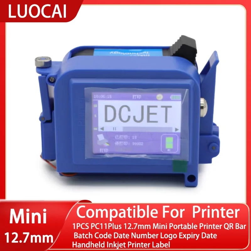 1PCS PC11Plus 12.7mm Mini Portable Printer QR Bar Batch Code Date Number Logo Expiry Date Handheld Inkjet Printer Label