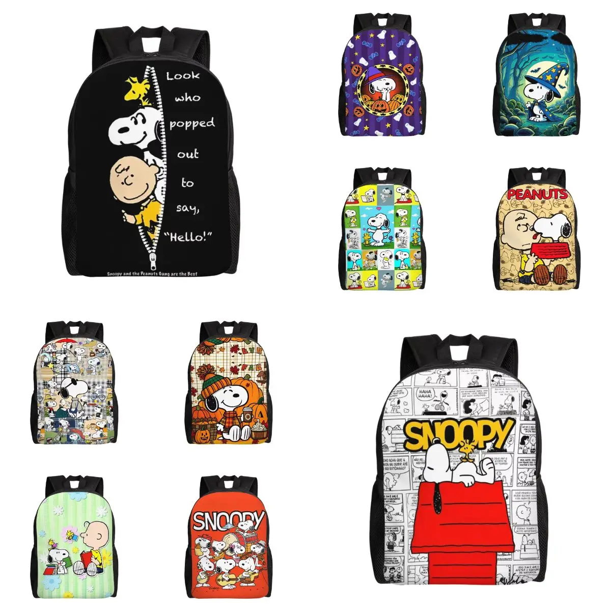 Snoopy Peanuts Cartoon Backpack Travel Backpacks Boy Kawaii High School Bags Designer Large Rucksack