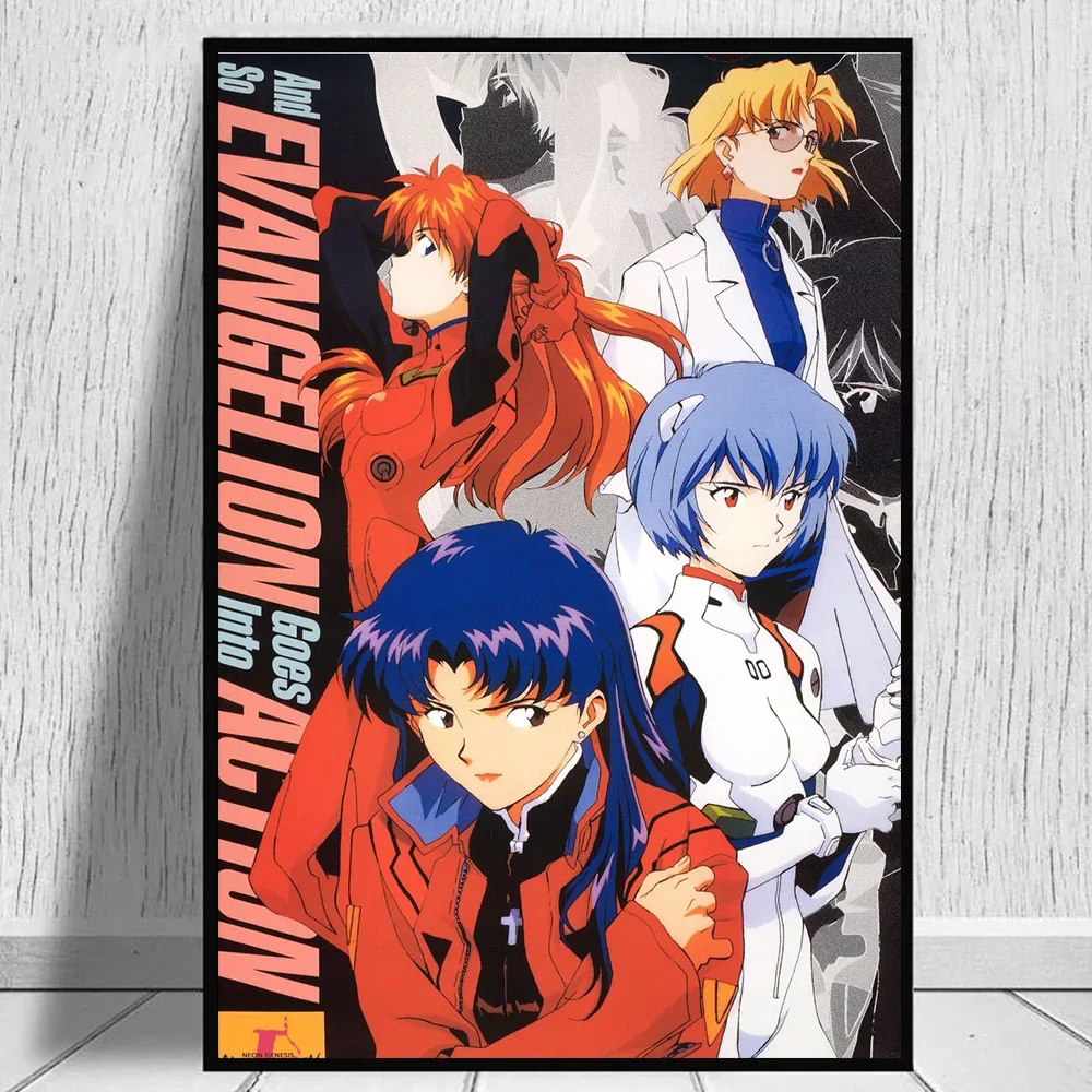 Anime Neon Genesis Evangelion Poster 90er Jahre Wanddekoration Vintage Japanische Animation Wandkunst Japan Manga EVA Leinwandgemälde Geschenk – Detail 3